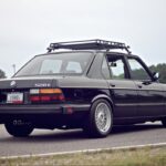 BMW E28 Euro vs US bumpers showcasing the difference in size and style