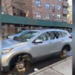 FILE - Tires stolen from parked car.